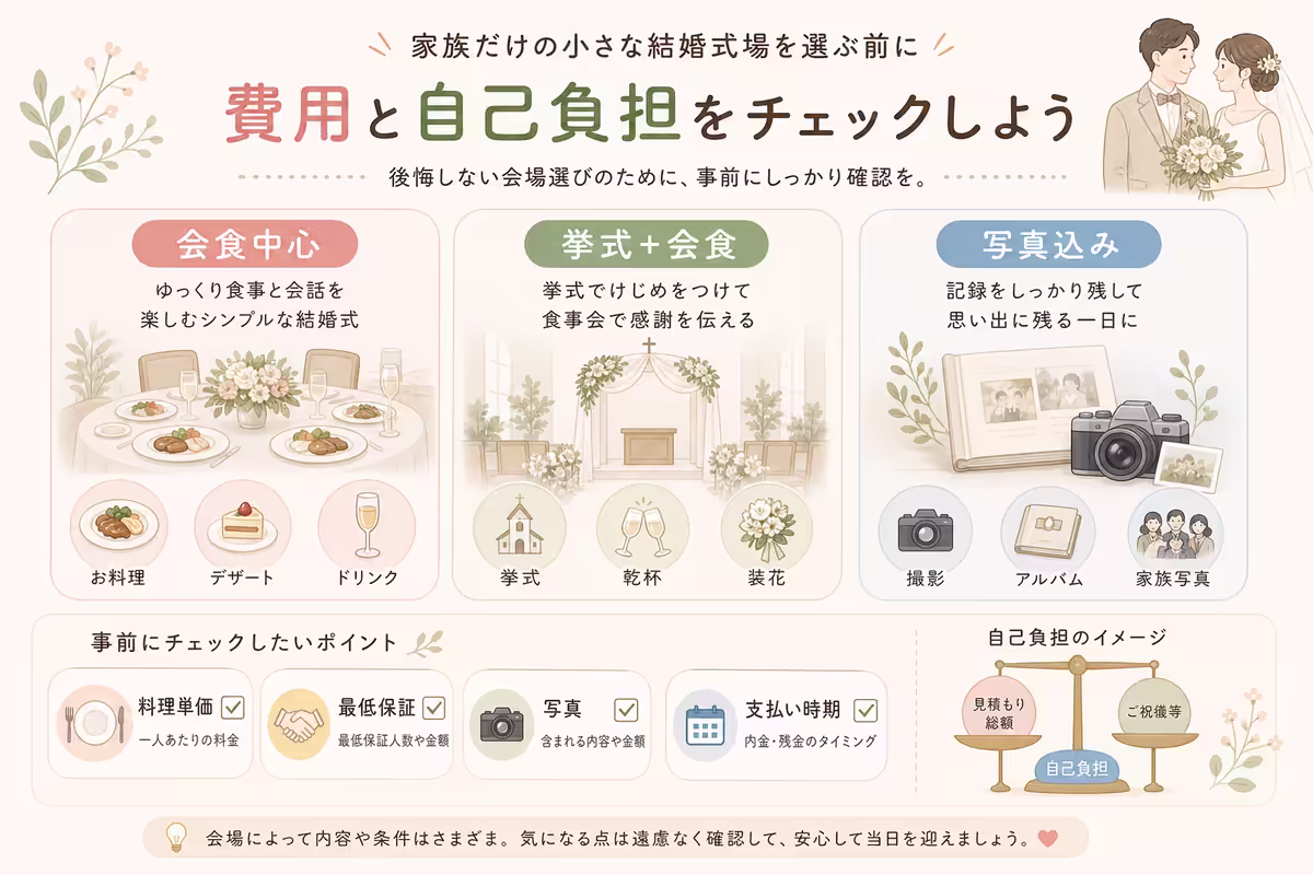 身内だけの結婚式で費用と自己負担を確認する図解