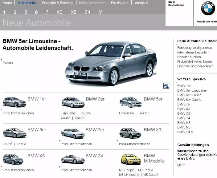 Screenshot of the BMW page from a different browser