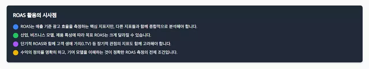 ROAS 활용 시 고려사항