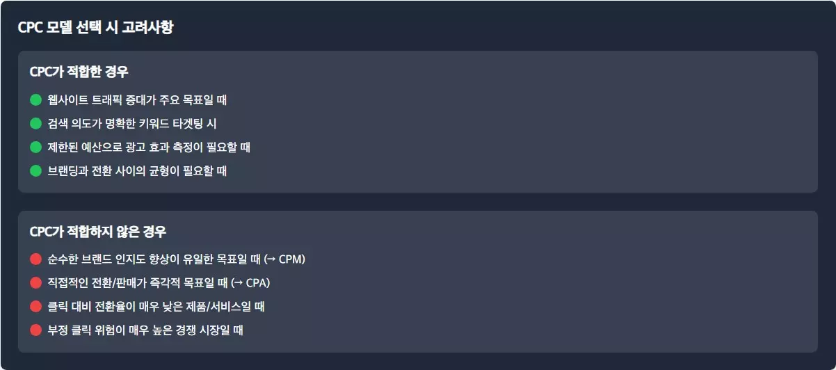 cpc 모델 선택 시 고려사항
