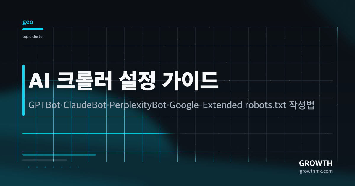 GPTBot·ClaudeBot 등 AI 크롤러 robots.txt 설정법을 다룬 가이드 대표 이미지입니다.