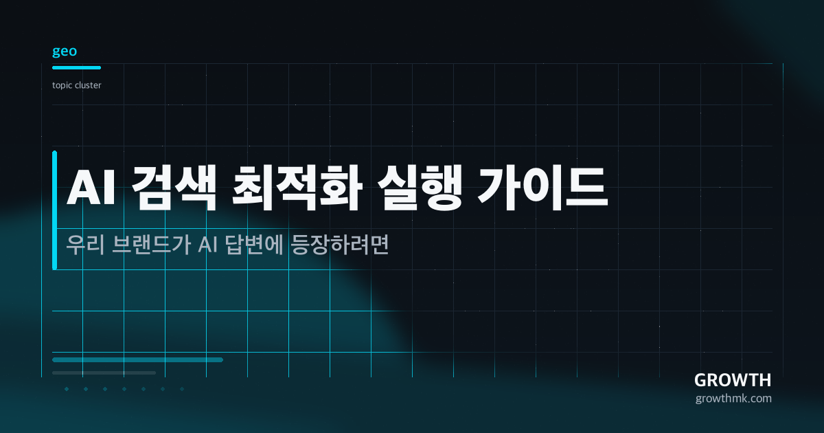 AI 검색 최적화로 브랜드가 AI 답변에 등장하는 방법을 설명한 가이드 대표 이미지입니다.