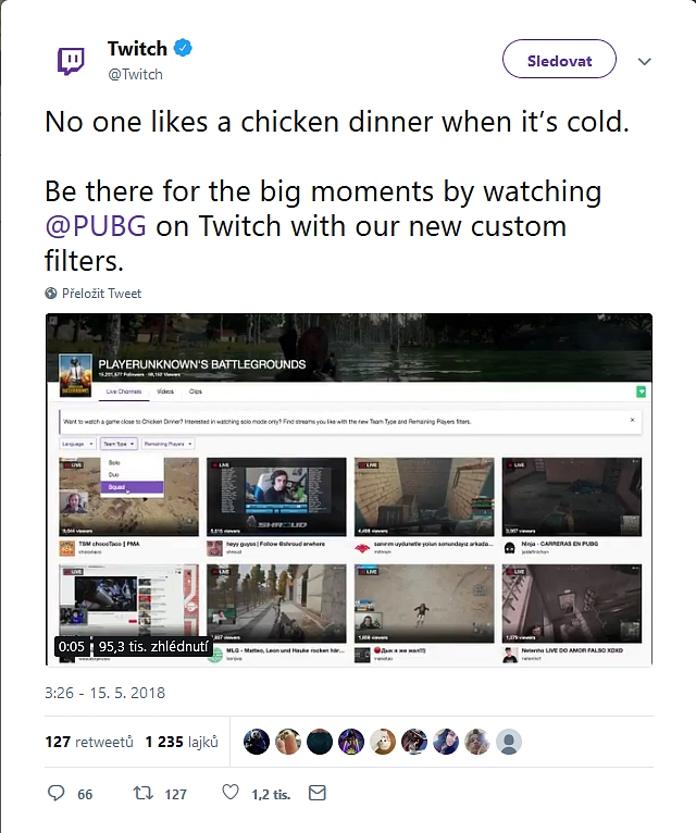 Twitch nově nabízí filtrování PUBG streamů podle počtu zbývajících hráčů