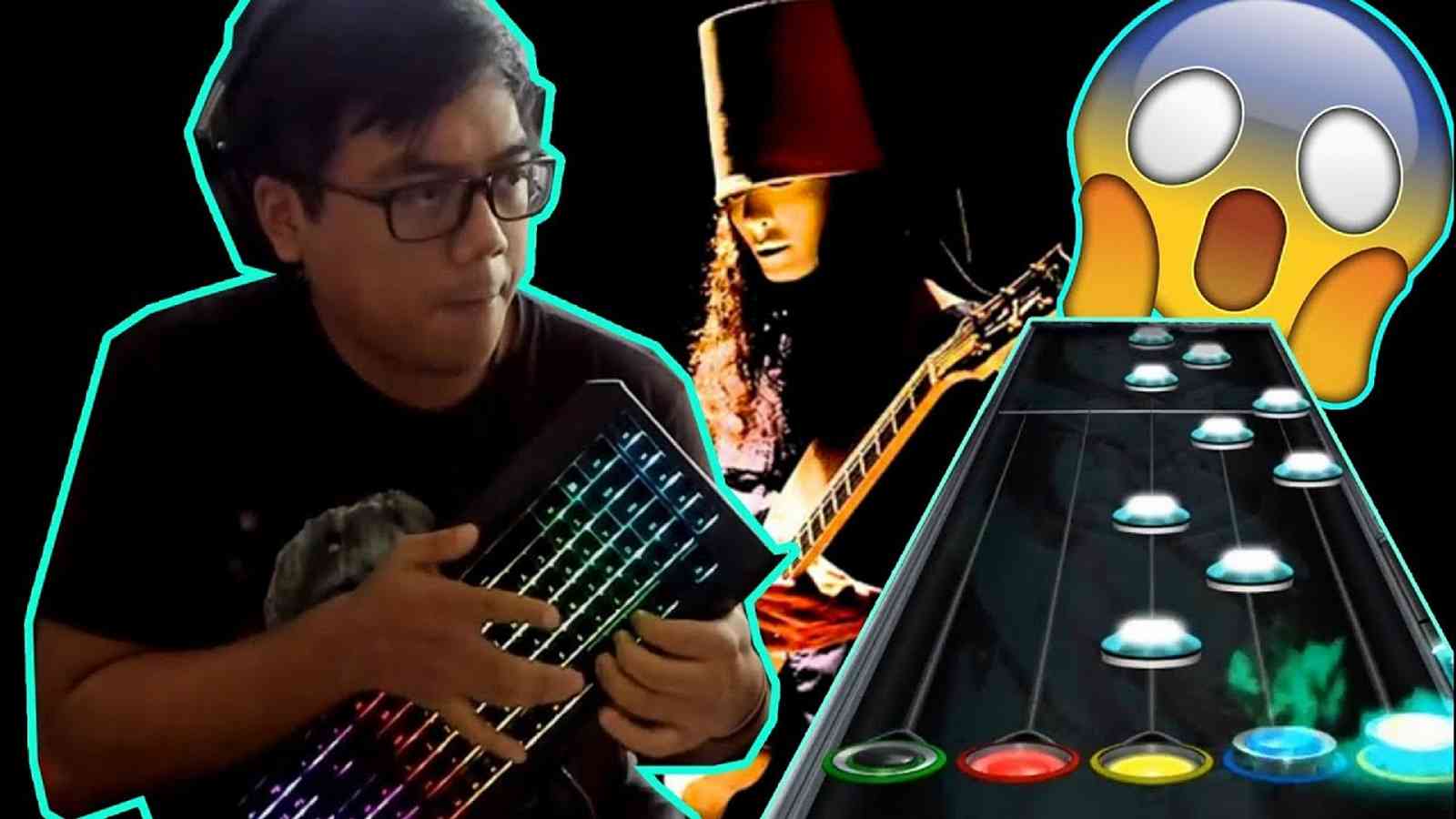 Ani ovládání na klávesnici ho nezastaví od 100% úspěšnosti v Guitar Hero