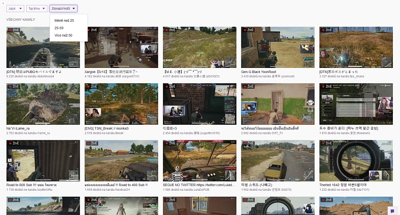 Twitch nově nabízí filtrování PUBG streamů podle počtu zbývajících hráčů