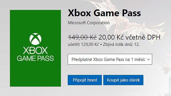 Xbox Game Pass k dispozici za pouhých 20 korun na měsíc