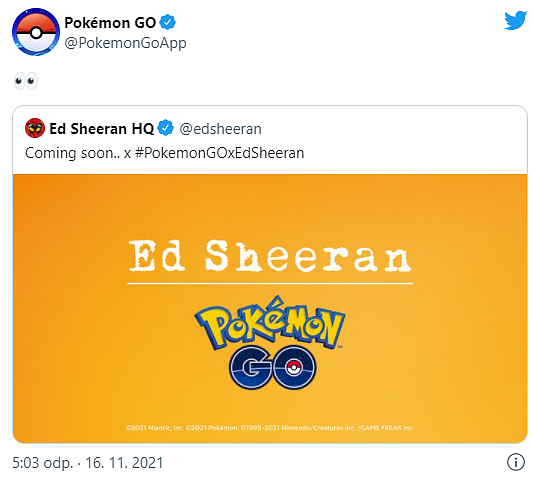 Pokémon GO se spojuje se zpěvákem Edem Sheeranem