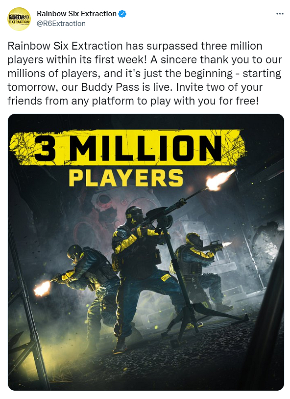 Rainbow Six Extraction slaví 3 miliony hráčů