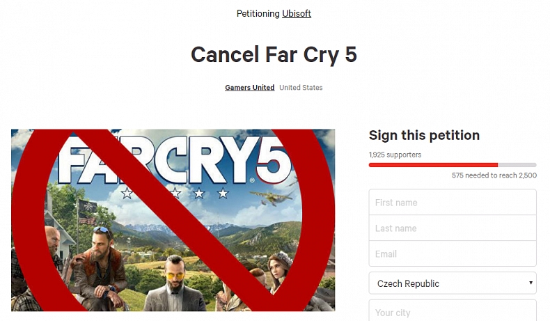 Zrušte Far Cry 5, dožadují se američané