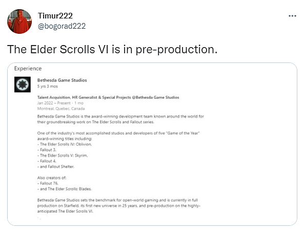 The Elder Scrolls VI by mohl být stále v předprodukci