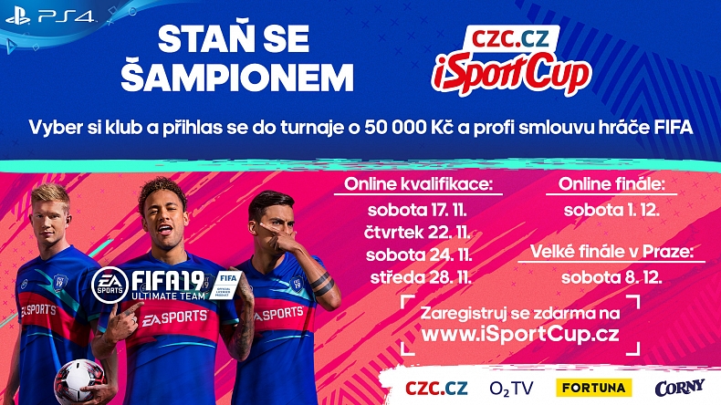 CZC.cz iSport FIFA 19 Cup o 50 000 Kč a profi eSport smlouvu