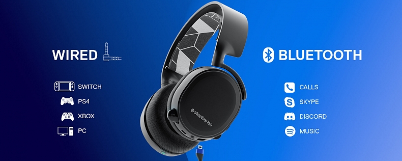 Novou verzi SteelSeries Arctis 3 připojíte současně kabelem a skrze Bluetooth