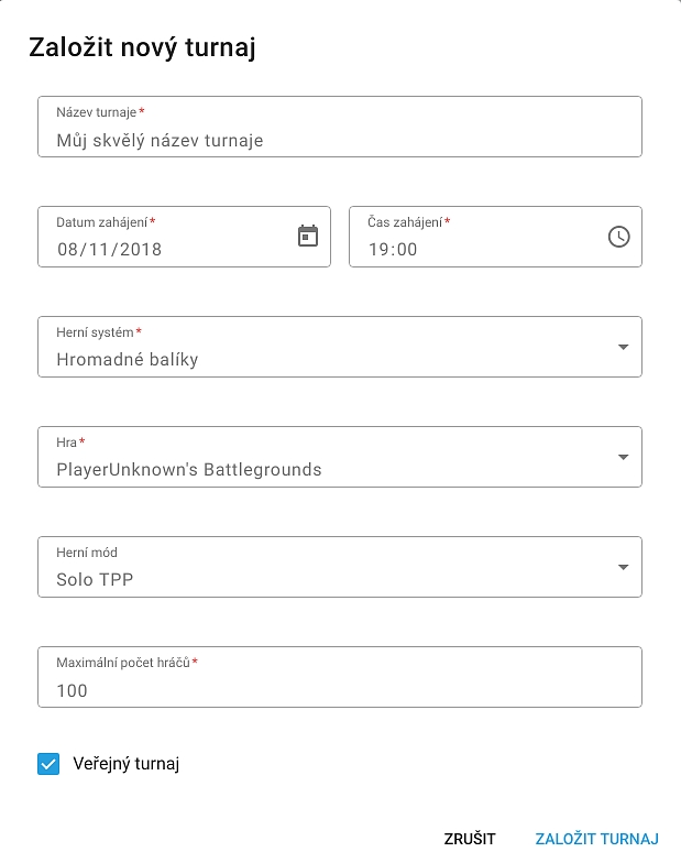 Vytvoř si vlastní PUBG turnaj