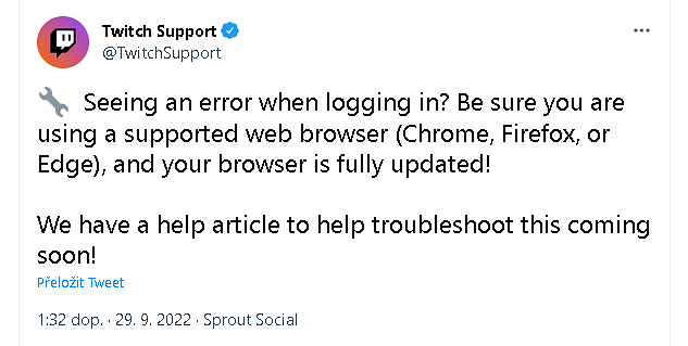 Twitch začíná podporovat pouze několik prohlížečů, zbytek nebude fungovat