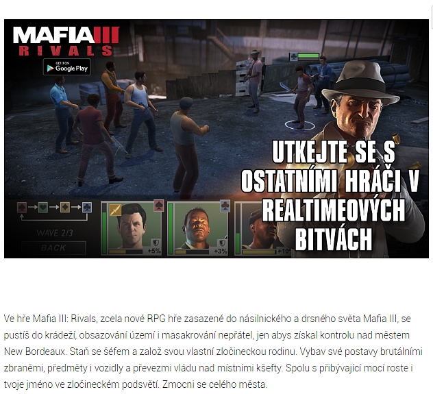 Mafii 3 si budete moci zahrát i na chytrých telefonech