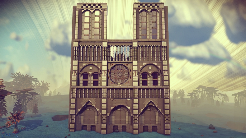 Hráč přetvořil katedrálu Notre Dame v No Man's Sky