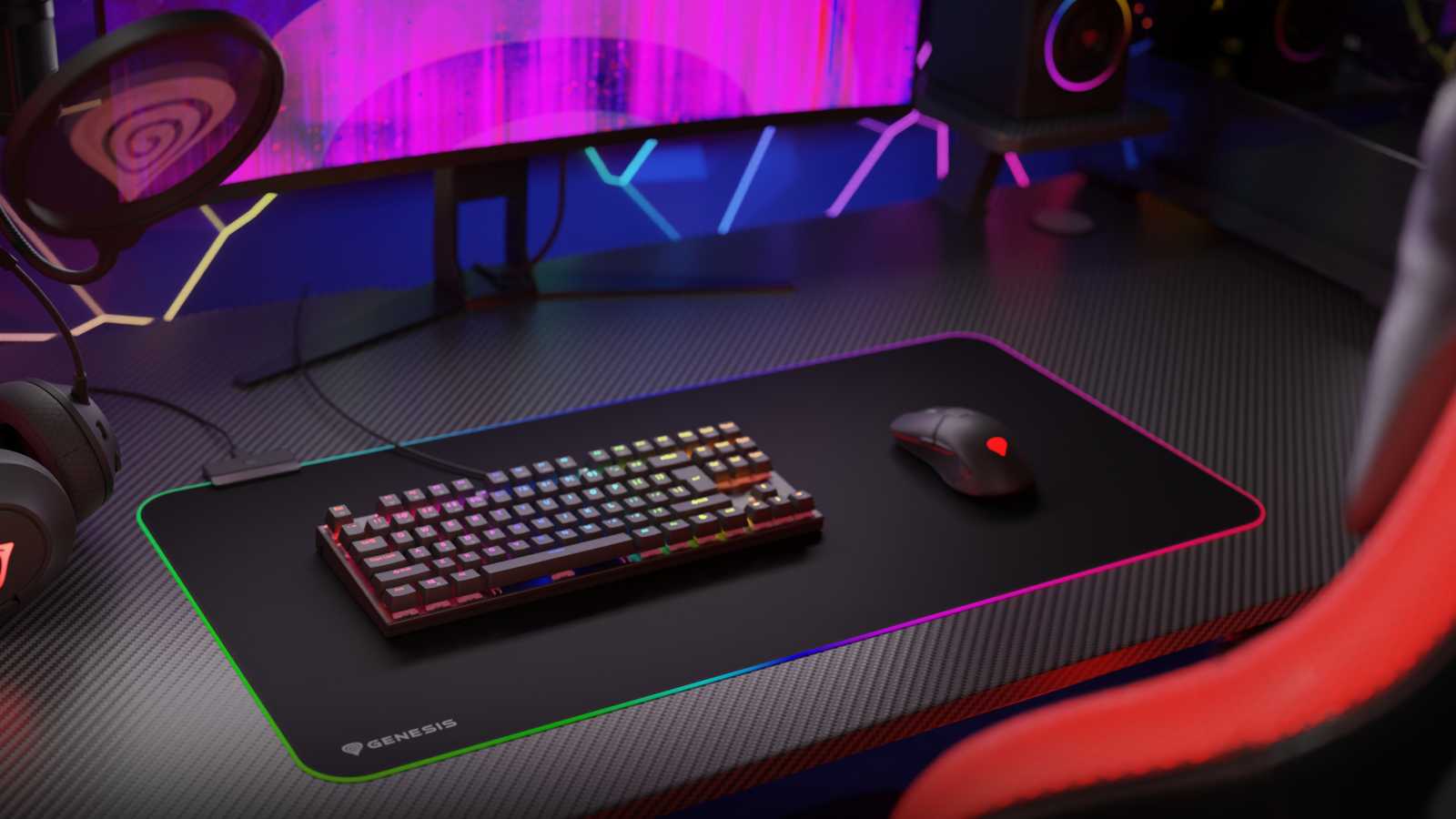 Podložka pod myš Genesis Boron 500 XXL s RGB podsvícením pro nadšené hráče počítačových her