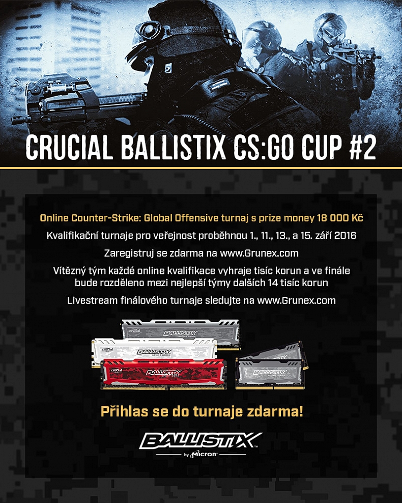 Crucial Ballistix CS:GO Cup #2 s dotací 18 000 korun!