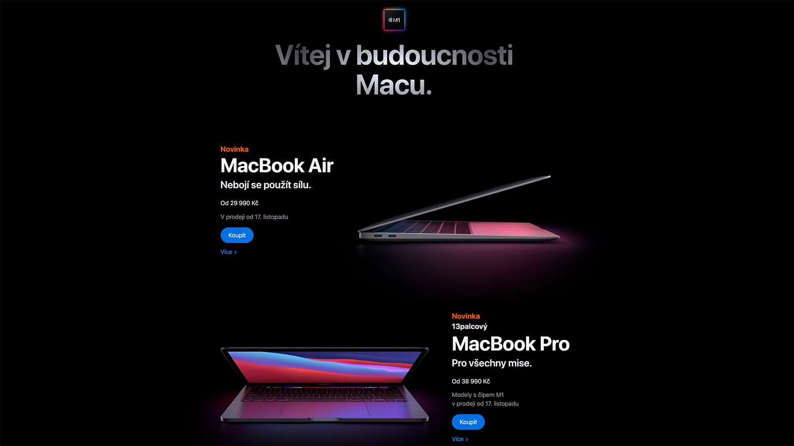 Apple představil Macbooky s vlastním čipem, nabízí vyšší výkon při menší spotřebě