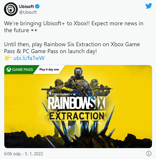 Ubisoft+ míří na Xbox, nové R6 Extraction bude day one v XGP