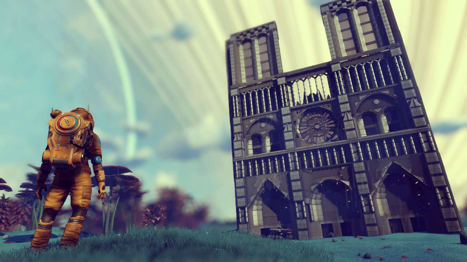 Hráč přetvořil katedrálu Notre Dame v No Man's Sky