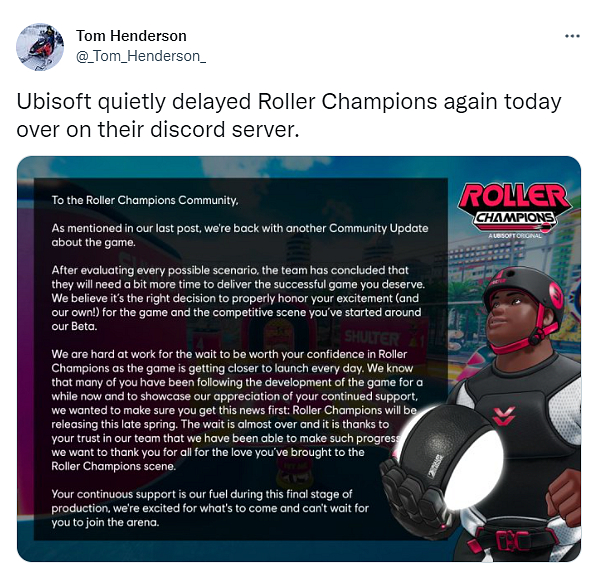 Ubisoft odkládá Roller Champions
