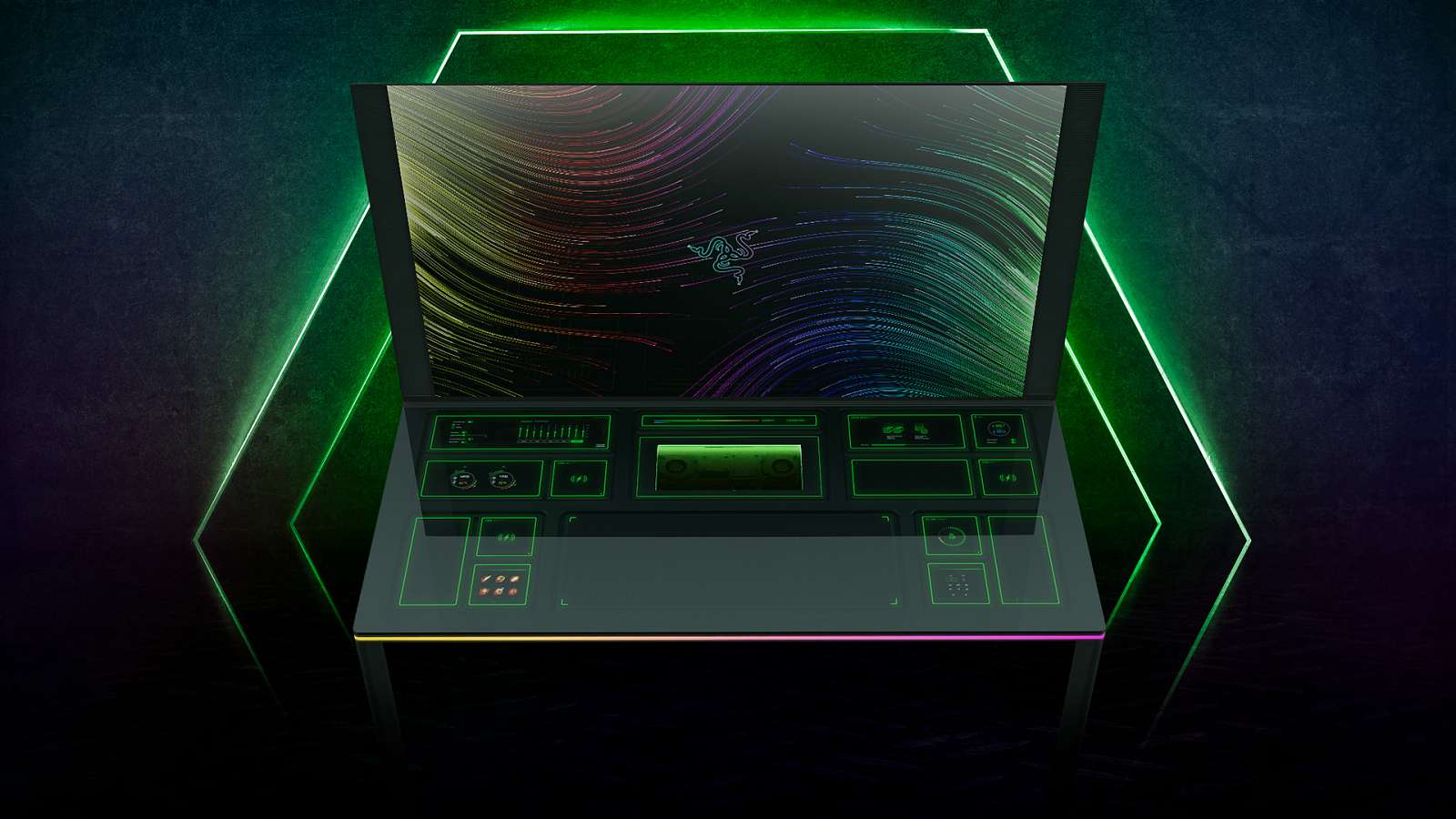 Razer ukázal herní stůl s několika displeji a zabudovaným počítačem