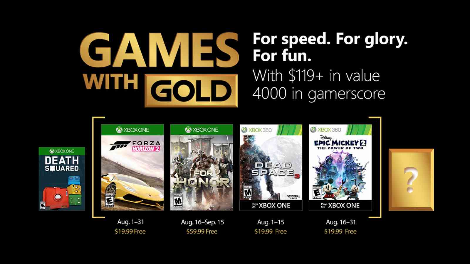 Microsoft dá v srpnu k Xbox Live Gold hry Forza Horizon 2 a For Honor