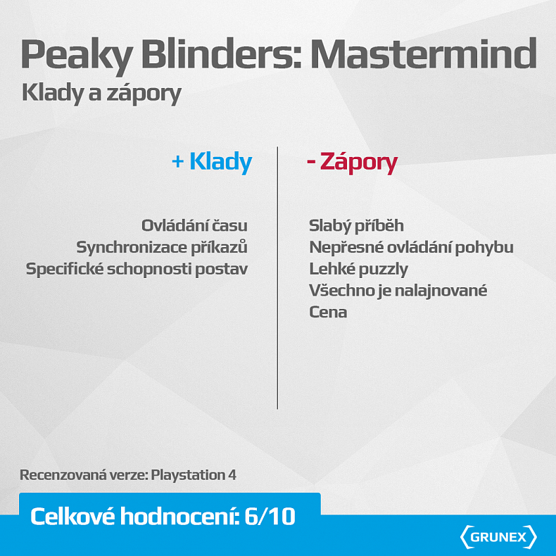 [Recenze] Peaky Blinders: Mastermind - Ne tak úplně geniální