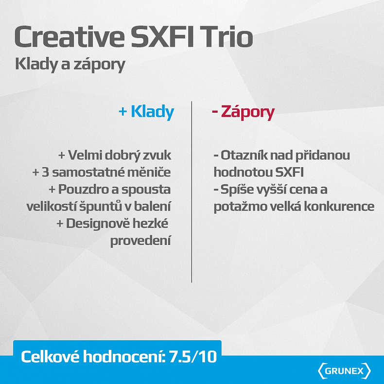 Recenze: Špuntová sluchátka Creative SXFI Trio - univerzálnost především