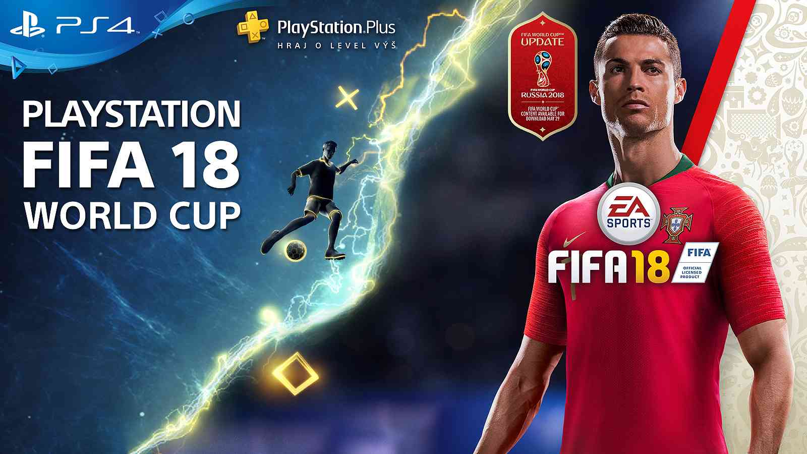 PlayStation FIFA 18 World Cup o zájezd s domácí fotbalovou reprezentací na utkání.