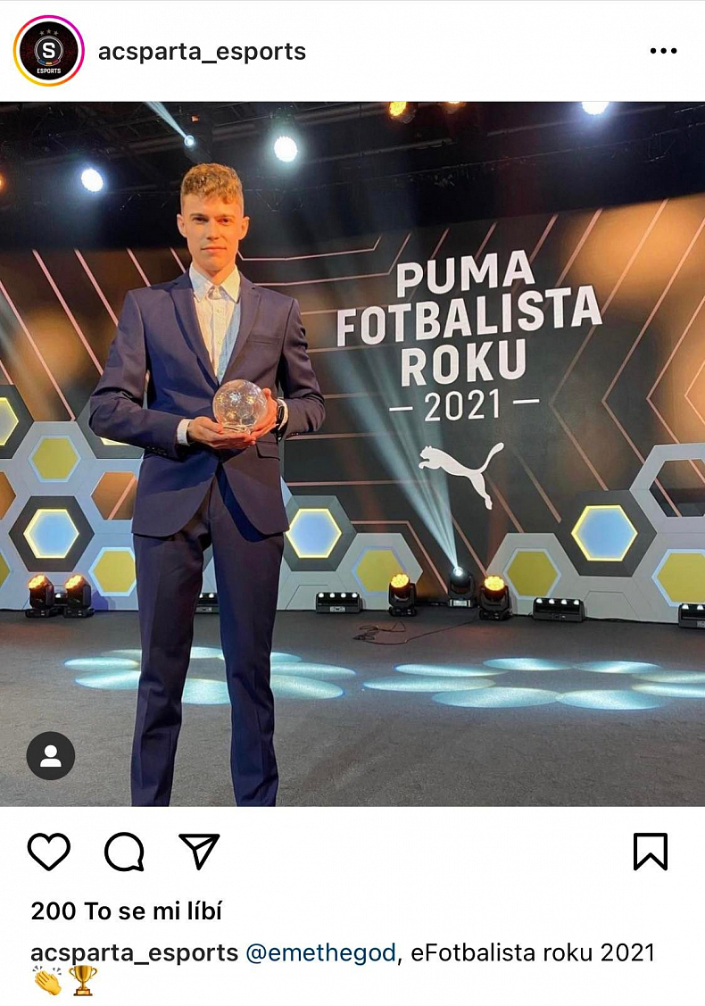 Sparťan Emerickson vyhlášen eFotbalistou roku