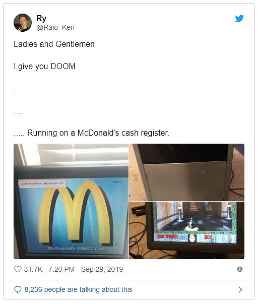 Někdo dokázal rozjet hru DOOM na pokladnách v McDonald's