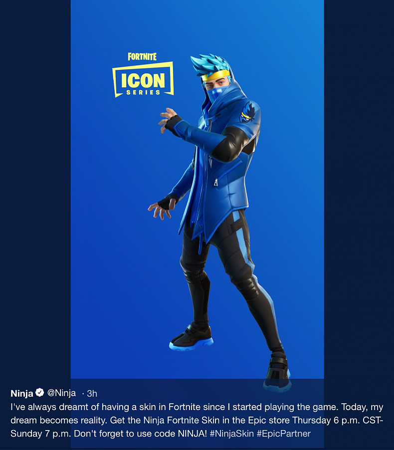 [Fortnite] Ninja se konečně dočkal vlastního skinu