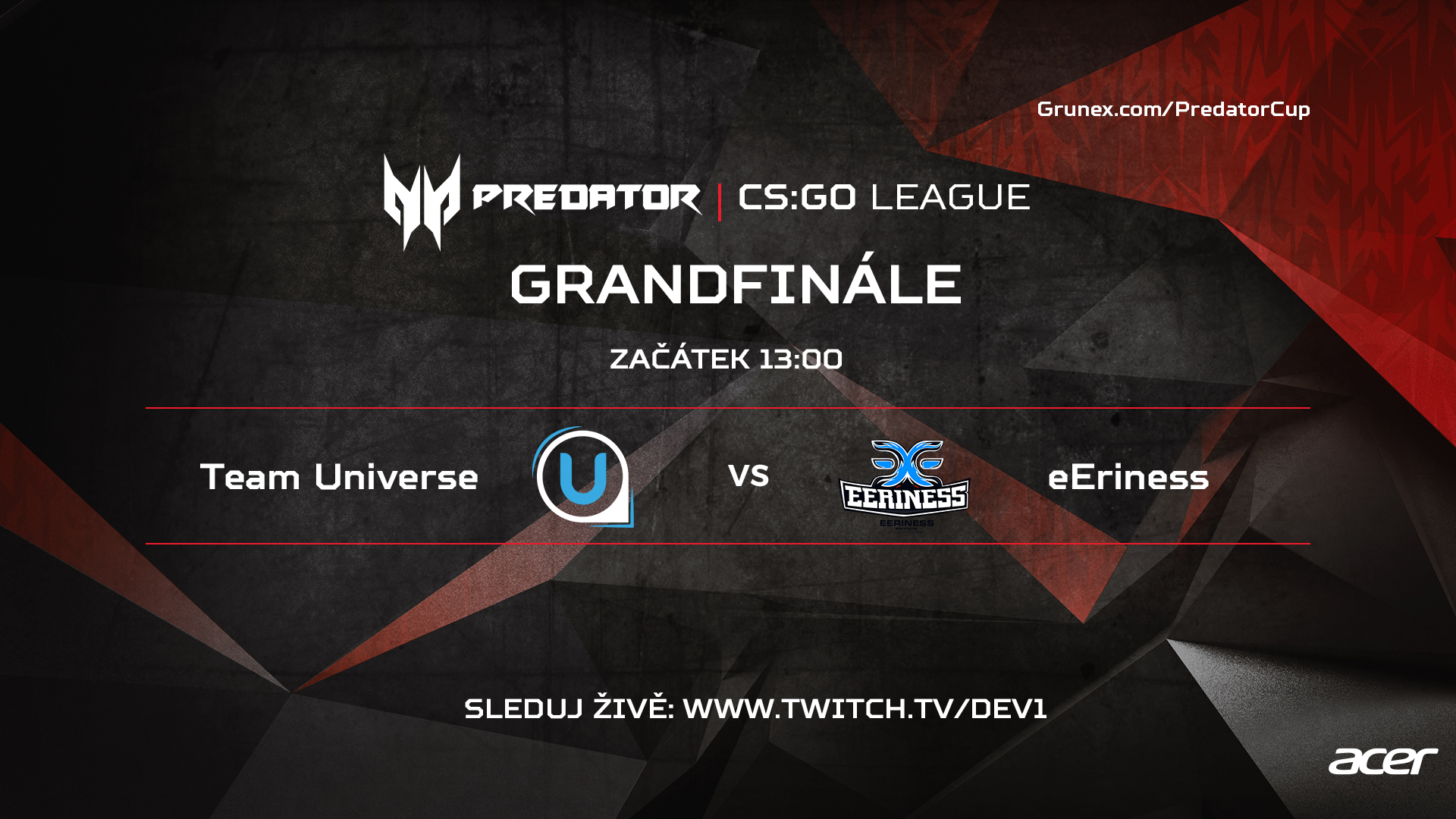 Team Universe vyzve v Grandfinále Predator CS:GO League eEriness