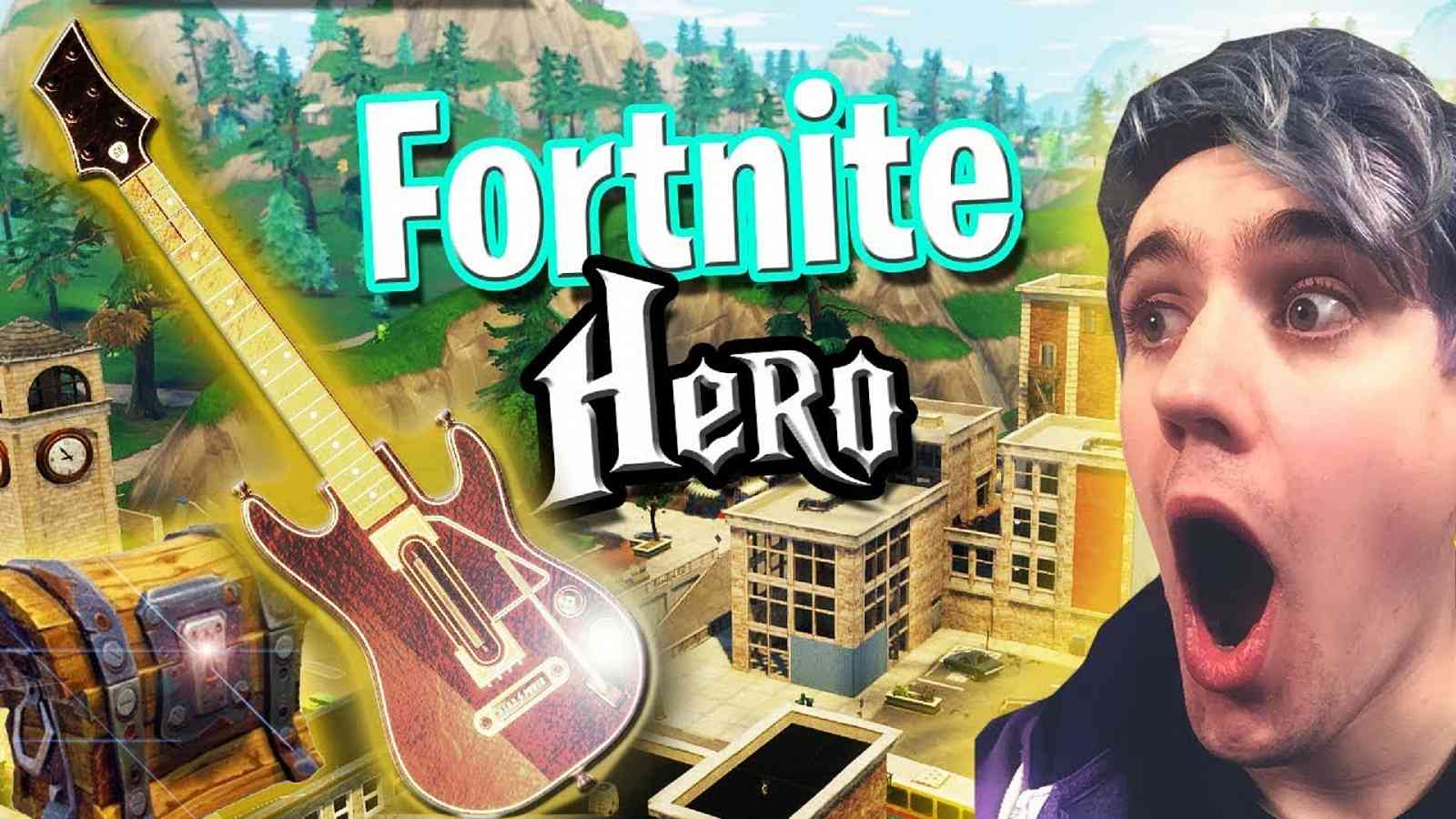 Borec téměř vyhrál kolo ve Fortnite na Gutair Hero kytaře