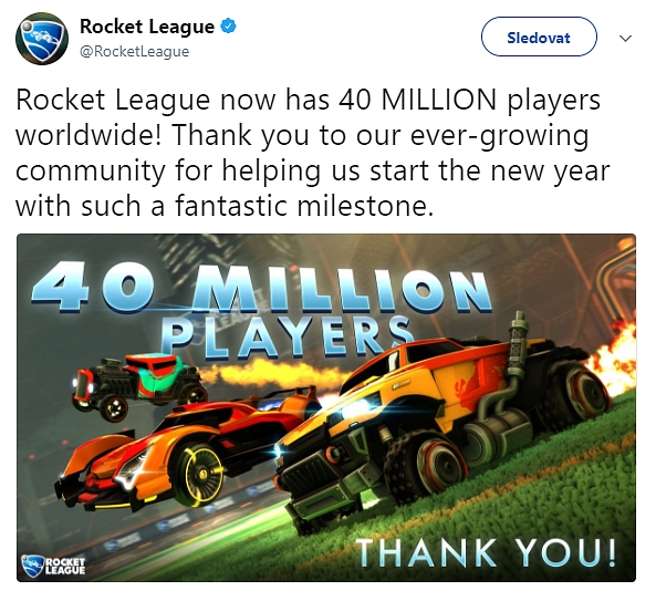 Rocket League vyzkoušelo už více než 40 milionů hráčů