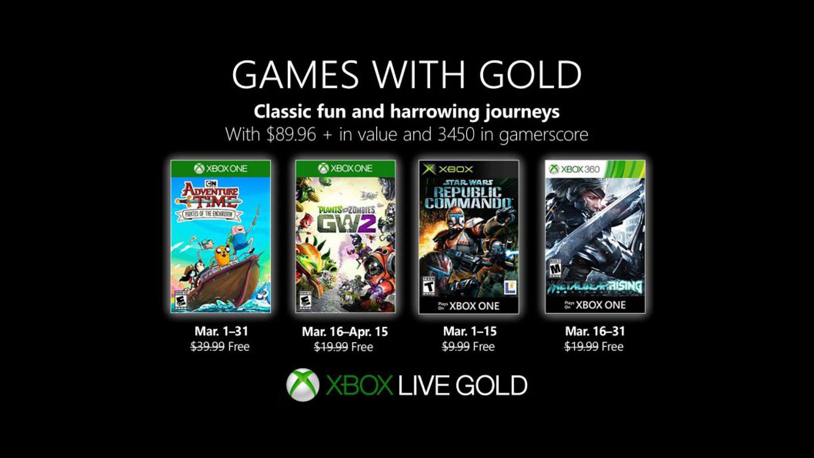 Březnové hry pro Xbox Live Gold zahrnují PvZ: Garden Warfare 2 či Metal Gear Rising