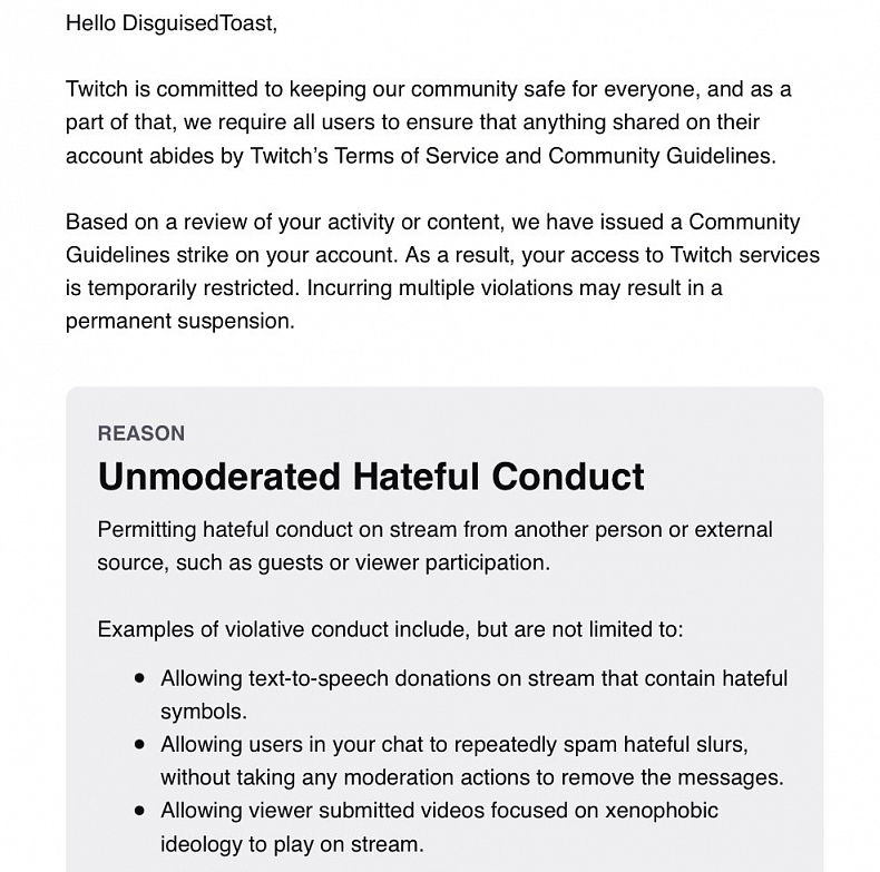 Facebookový streamer Disguised Toast dostal ban na Twitchi