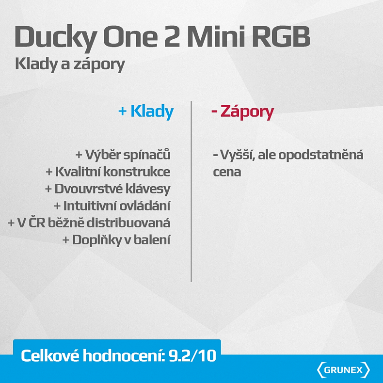 Recenze: Ducky One 2 Mini RGB - 60% mechanická klávesnice s výbornými vlastnostmi