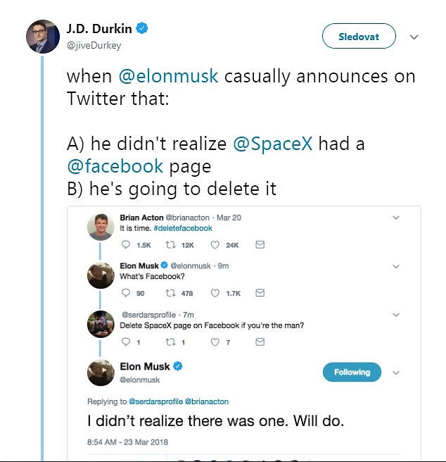 Elon Musk smazal účty svých firem z Facebooku v rámci kampaně #deletefacebook