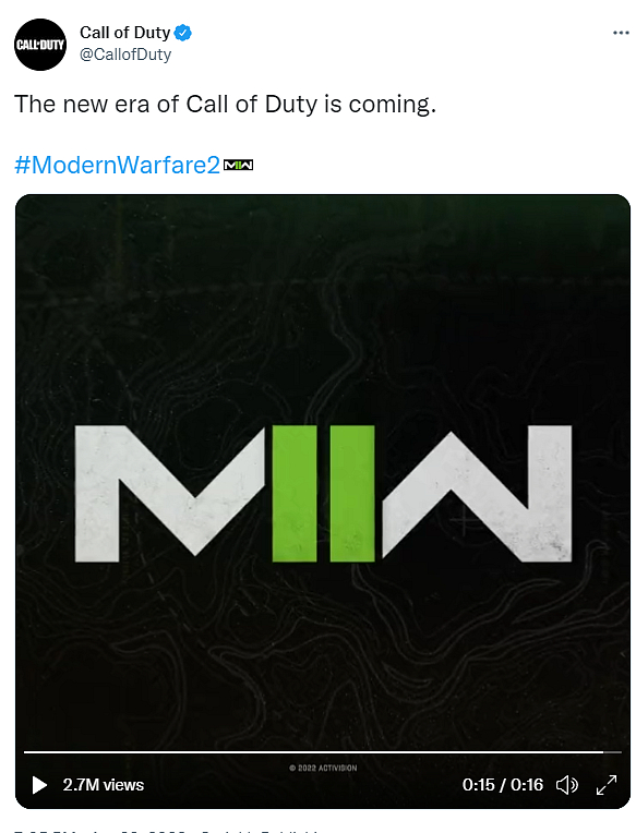 Activision ukazuje logo letošního Call of Duty a potvrzuje název Modern Warfare 2