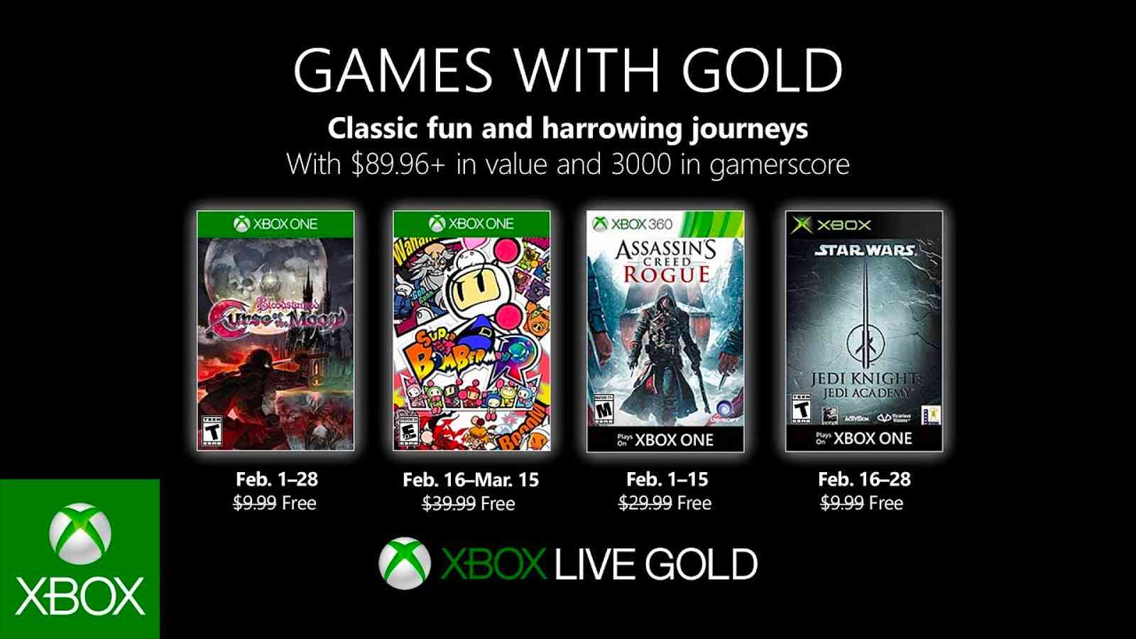 Odhaleny únorové hry pro Xbox Live Gold