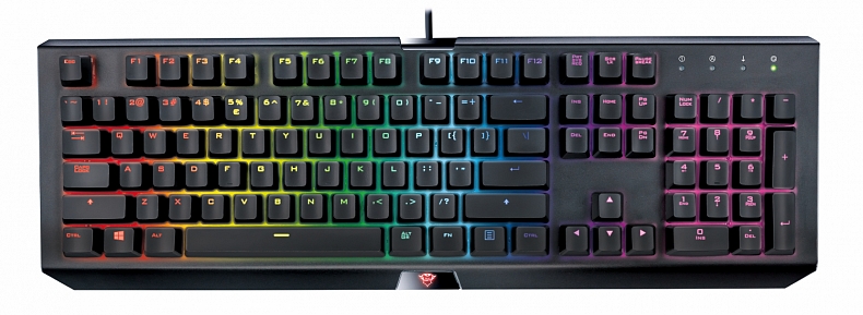 Trust začal prodávat mechanickou klávesnici s RGB a příjemnou cenou