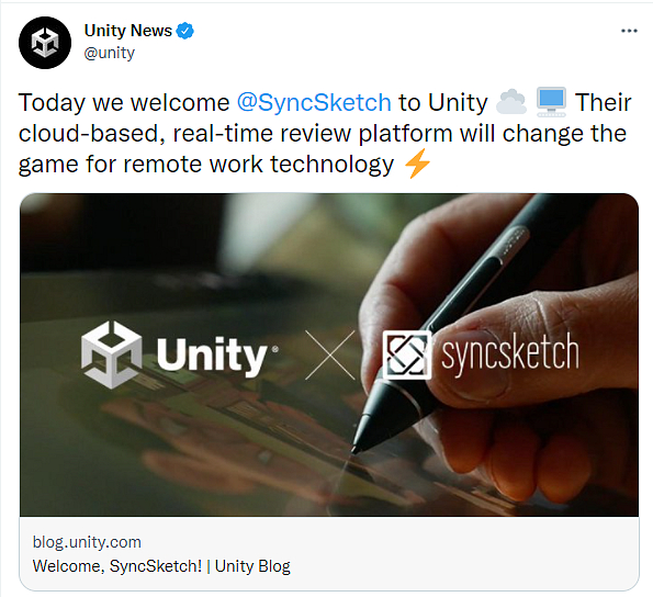 Unity kupuje SyncSketch, tvůrce nástroje pro filmový průmysl