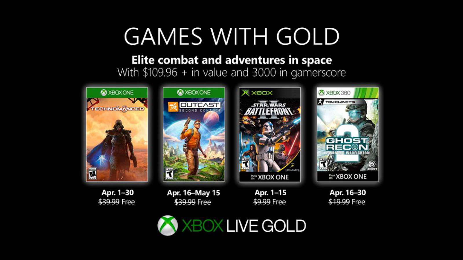 Dubnové Xbox Live Gold přinese původní Battlefront II, Technomancer a další