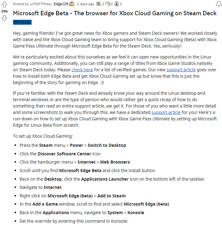 Cloudová technologie od Microsoftu funguje i na Steam Decku
