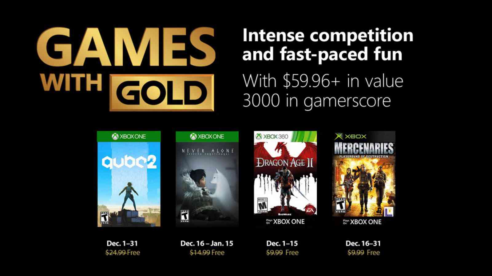 Q.U.B.E. 2, Dragon Age 2 a další jako prosincové hry k Xbox Live Gold