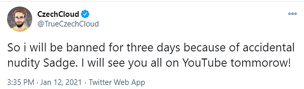 Streamer Petr "CzechCloud" Žalud dostal ban na tři dny