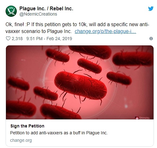 Do Plague Inc. přibudou anti-vaxxers